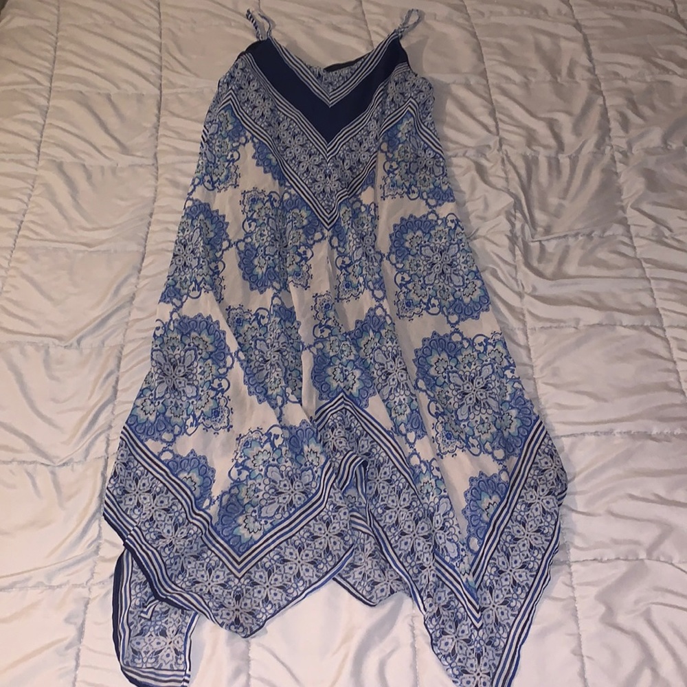 Luxology Blue, grey and navy spaghetti floral strap dress